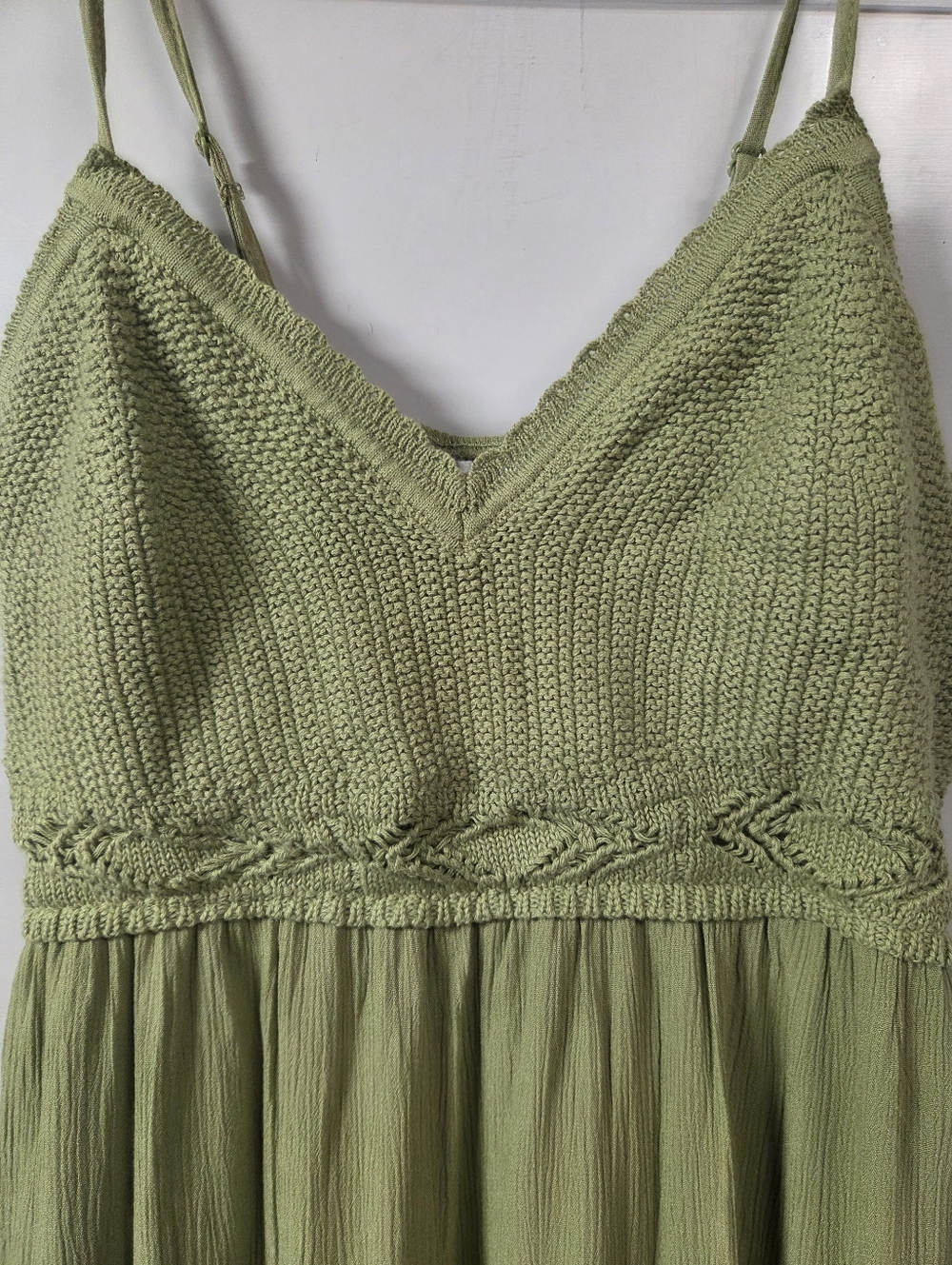 No Boundaries Light Green Knit-Top Maxi Dress - Picture 3 of 7
